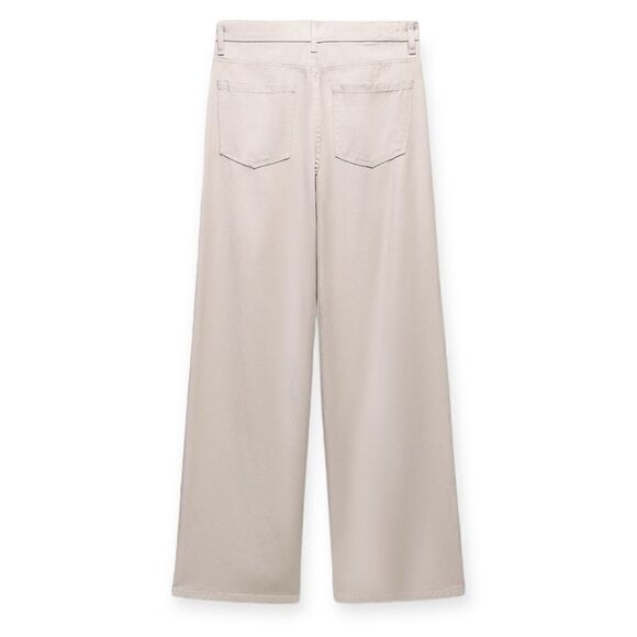 ZARA | Beige Pink | TRF HIGH-WAISTED WIDE LEG SHINY PANTS - Picture 2 of 8